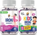 SUNNY SAM Gommy de fer pour les enfants et les adultes - Vitamines de fer avec vitamine C, 10mg par portion - Gommy de fruits à mâcher de fer pour les immunones