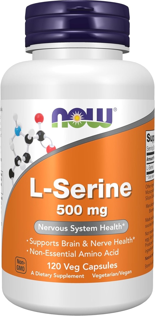 Suppléments, L-Sérine 500 mg, Santé du système nerveux, 120 gélules