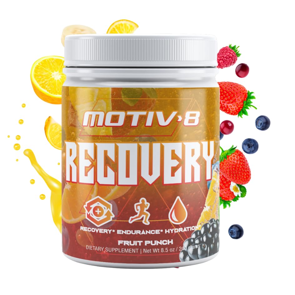 Motiv-8 Récupération Hydratation et récupération, boisson de récupération d'électrolytes, augmentation d'endurance, améliore la récupération, sans sucre (60 portions, punch de fruits)