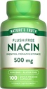 Nature's Truth Flush Free Niacin | 500mg | 100 Capsules | Non-GMO & Gluten Free Supplement
