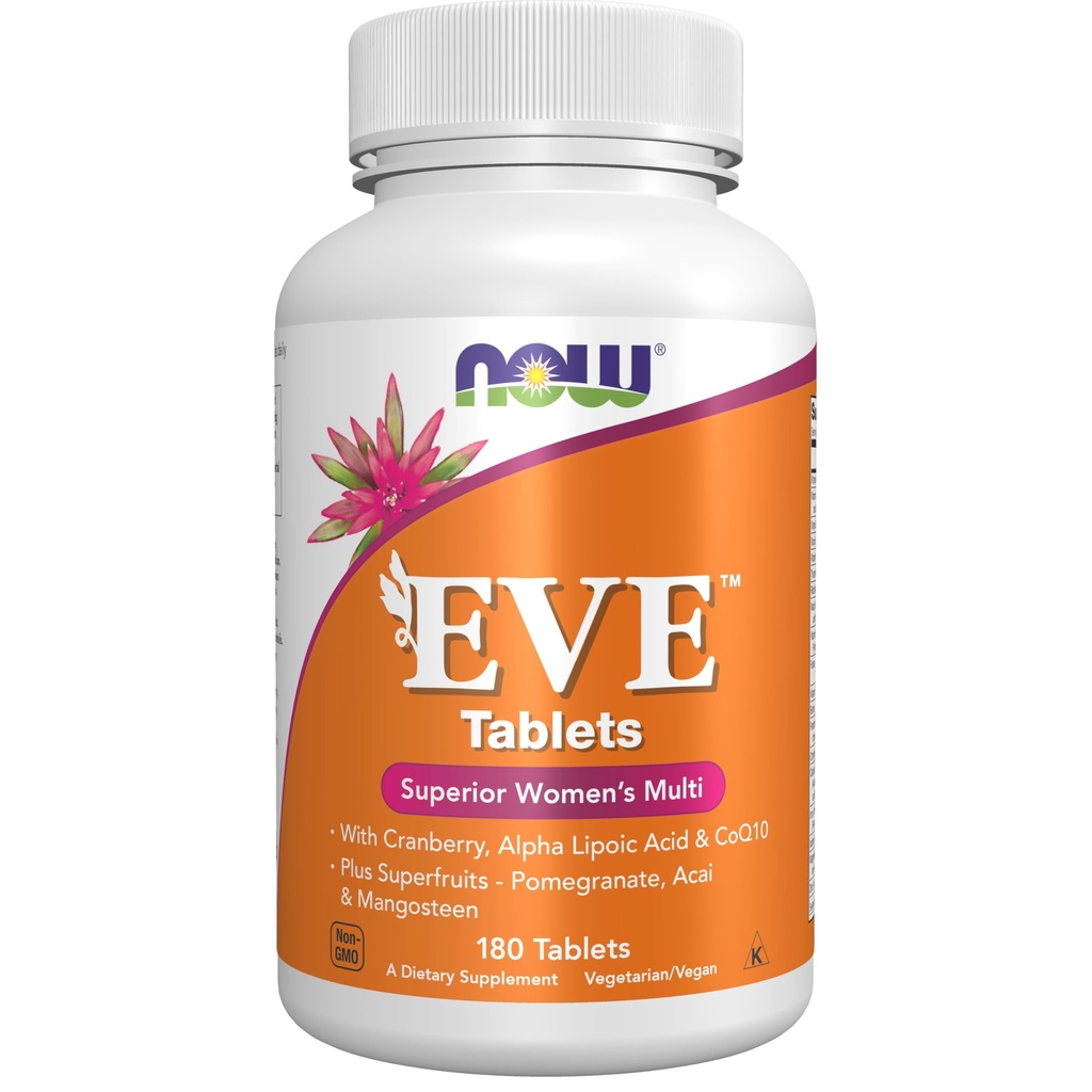 MAINTENANT compléments alimentaires, ÈveTM multivitamine féminine avec canneberge, acide alpha lipoïque et CoQ10, plus les superfruits - grenade, acai et mangouste, 180 comprimés