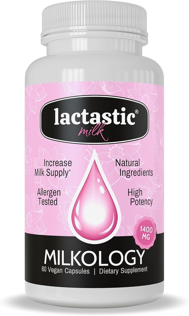 Laitologie · Supplément de lait maternel de haute puissance pour une augmentation de l'approvisionnement en lait · Organique, non OGM, végétalien, allergène testé · 60 Capsules de végétalien