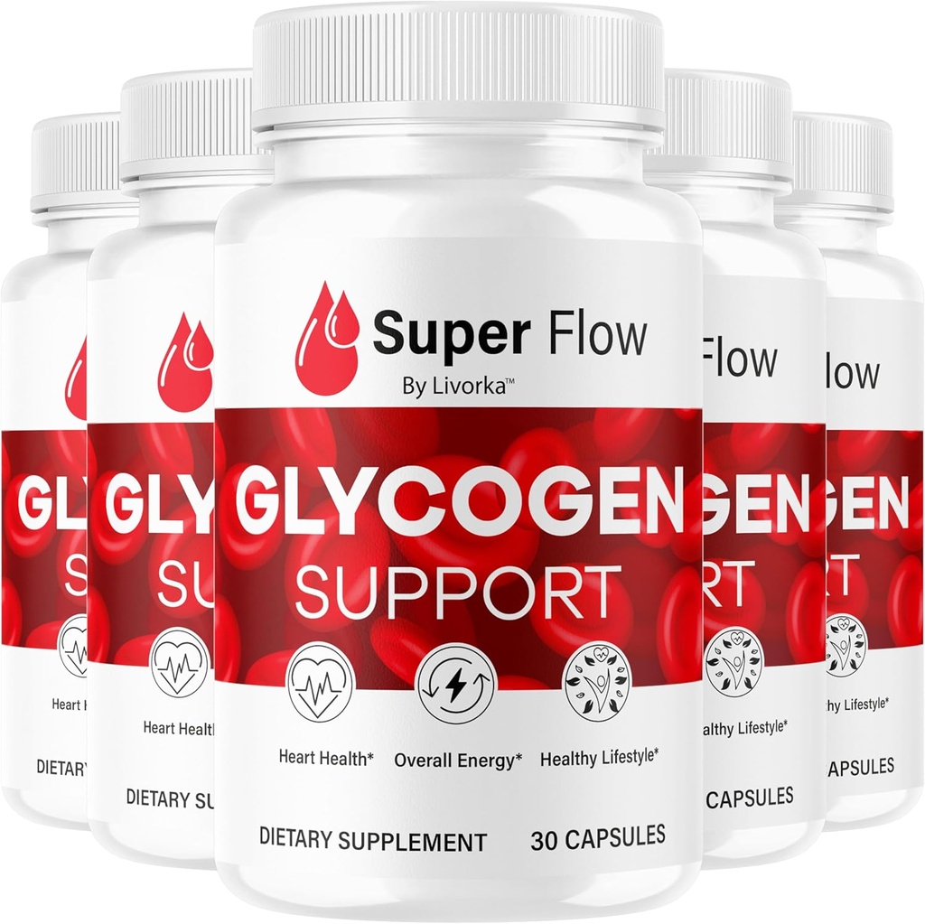 (5 Pack) Super Flow Glycogen - SuperFlow Glycogen Support Capsules, Super Flow, Glycogen Support Super Flow, Suppression officielle Support Glycogen, Super Flow Glyco Optimizer, 150 Capsules pendant 5 mois