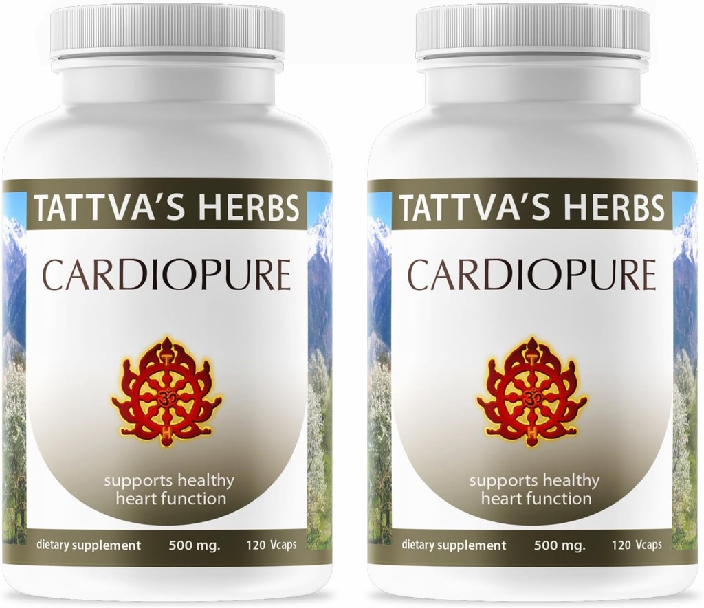 Cardiopure Herbal supplément ayurvédique Capsules végétariennes, Ashwagandha, Rauwolfia, et Arjuna Full Spectrum Co2 Extraits, Capsules Veggie, 240 Compte, 25 ans de service Premium