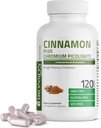 Bronson Cinnamon Plus Supplément de picolinate de chrome, Chromium de haute puissance, Non-OGM, 120 Capsules végétariennes