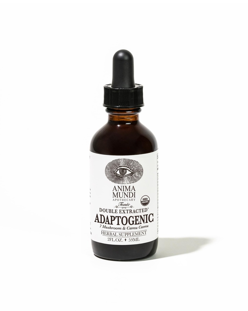 Anima Mundi Apothecary Adaptogène 7 gouttes de champignons - avec extraits de champignons organiques - Teinture de soutien immunitaire liquide avec Reishi, Lion's Mane, Cordyceps & Chaga Mushroom Liquid Extract (2oz)