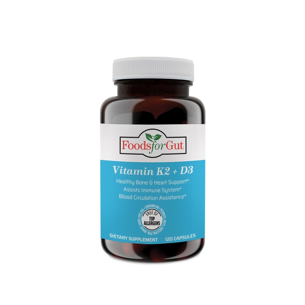 Vitamine K2 (MK7) Extrait de poivre noir D3 et BioPerine® 120 capsules sans allergènes supérieurs
