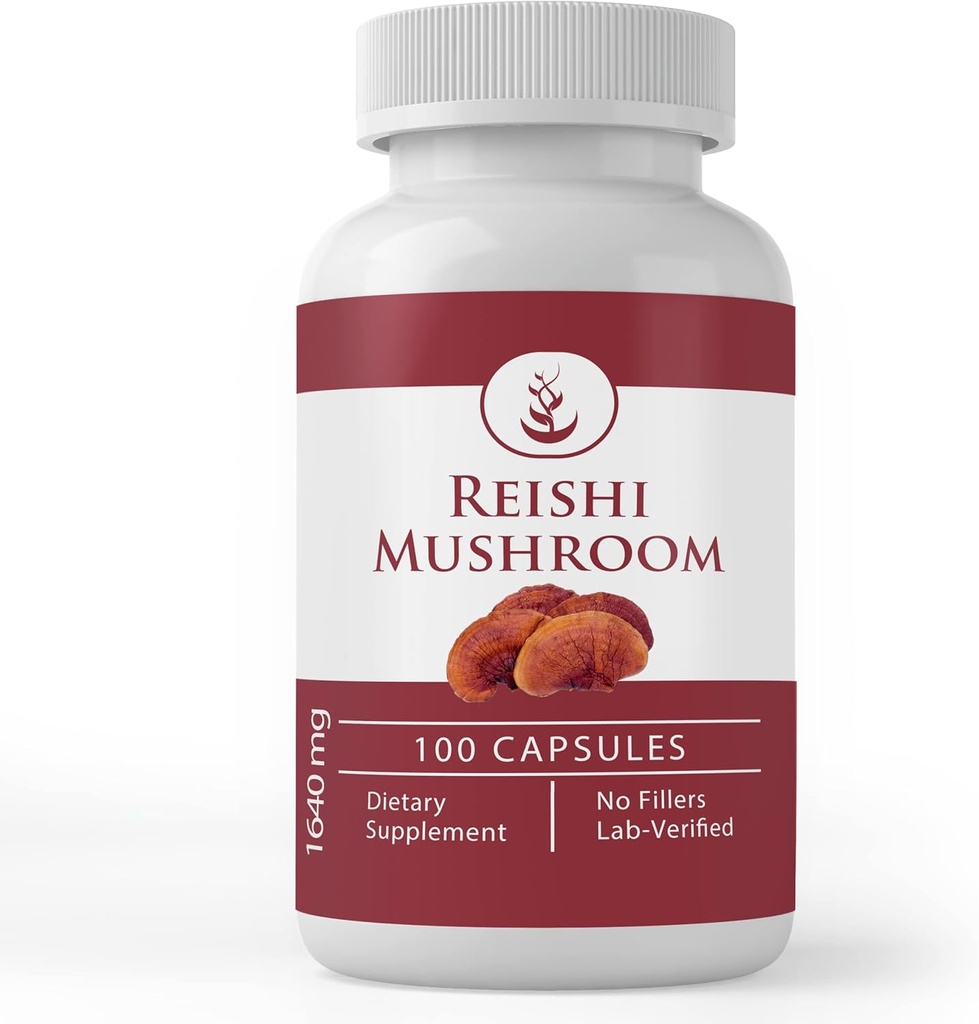 Ingrédients originaux purs Champignon Reishi, (100 Capsules) Toujours pur, sans additifs ou remplisseurs, laboratoire vérifié