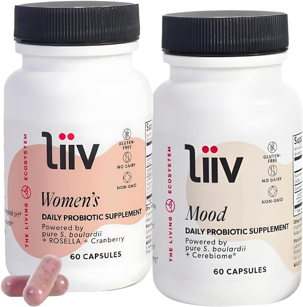 LiiV Mood Boosting Probiotic & Premium Women's Probiotic Bundle, Whole Body Wellness, Support Digestive Health Vaginal pH Balance & UT Support