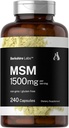 Horbäach MSM Capsules 1500mg, 240 Count, non-OGM, supplément sans gluten