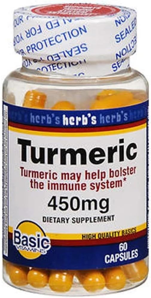 Basic Vitamins Turmeric 450 mg Capsules - 60 ct, Pack of 2