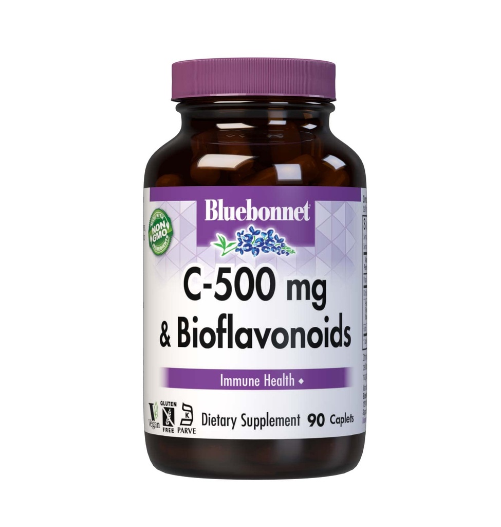 BlueBonnet Vitamine C 500 mg Plus Bioflavonoïdes Caplets, 90 Nombre (74371505228)