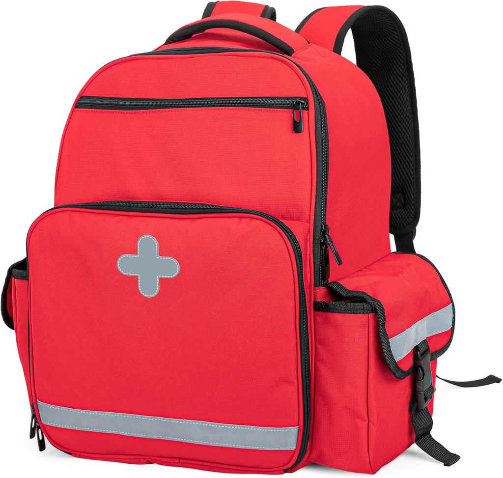 CURMIO Sac à dos médical d'urgence vide, Premier répondeur Sac EMT pour EMS, Camping, Randonnée, Santé de la maison, Voyages sur le terrain, Rouge (Bag seulement, Design breveté)
