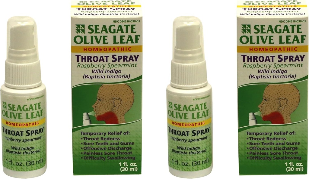 Spray homéopathique de gorge de feuille d'olive (paquet de 2)