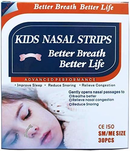 30 Enfants naturels sans drogue Mieux respirer Bandes nasales pour la congestion nasale, Allergie, Cold, Grippe, Sinus, Nez Stuffy, Snoring, Septum Dévié, Aide au sommeil, Performance Athlétique - 5 ans et plus