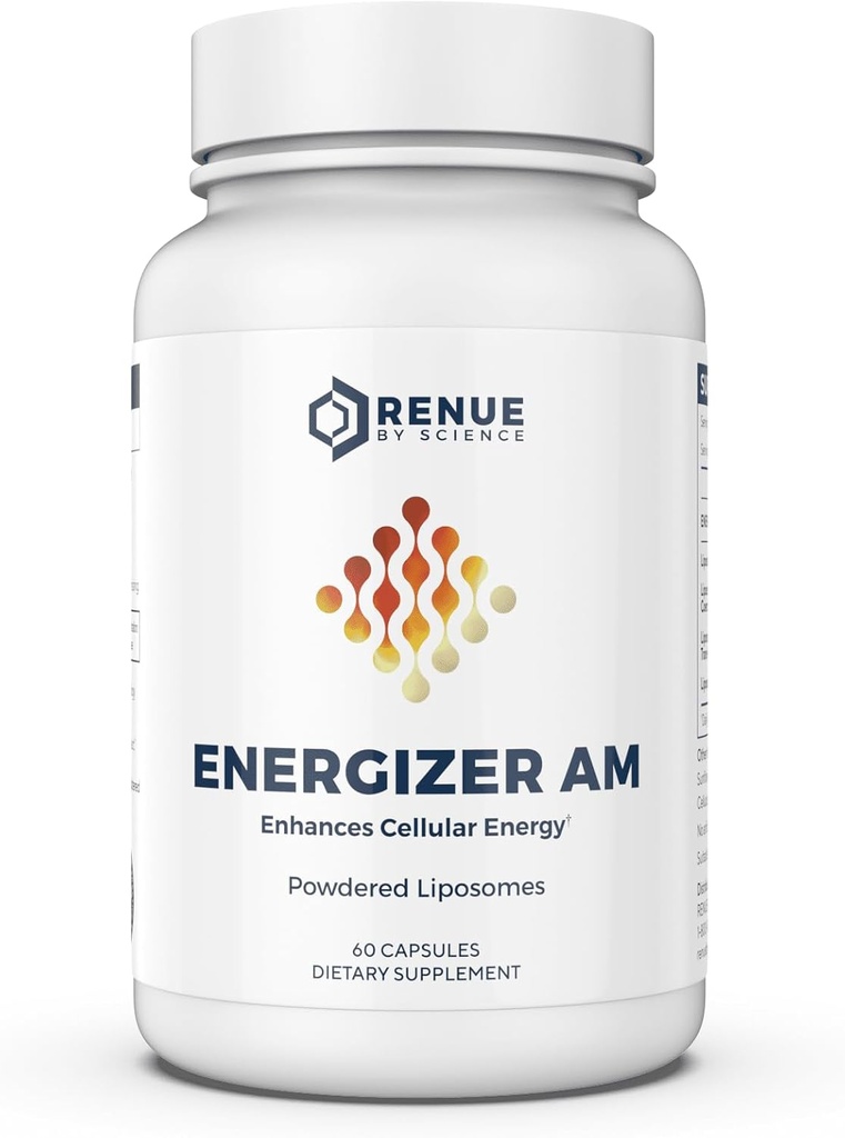 Renue By Science Energizer AM | Liposomal Resveratrol Hesperidin & Green Tea Supplement | 60 Capsules with Trans Resveratrol (65mg) Hesperidin (150mg) Green Tea Extract (35mg) - Non-GMO | Made in USA