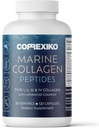 CORREXIKO Pilules de supplément de collagène marin - 1800mg Peptides de collagène hydrolysé par service avec l'acide hyaluronique ajouté, vitamine C et minéraux - pour cheveux, peau et ongles - 120 capsules 30 jours d'approvisionnement
