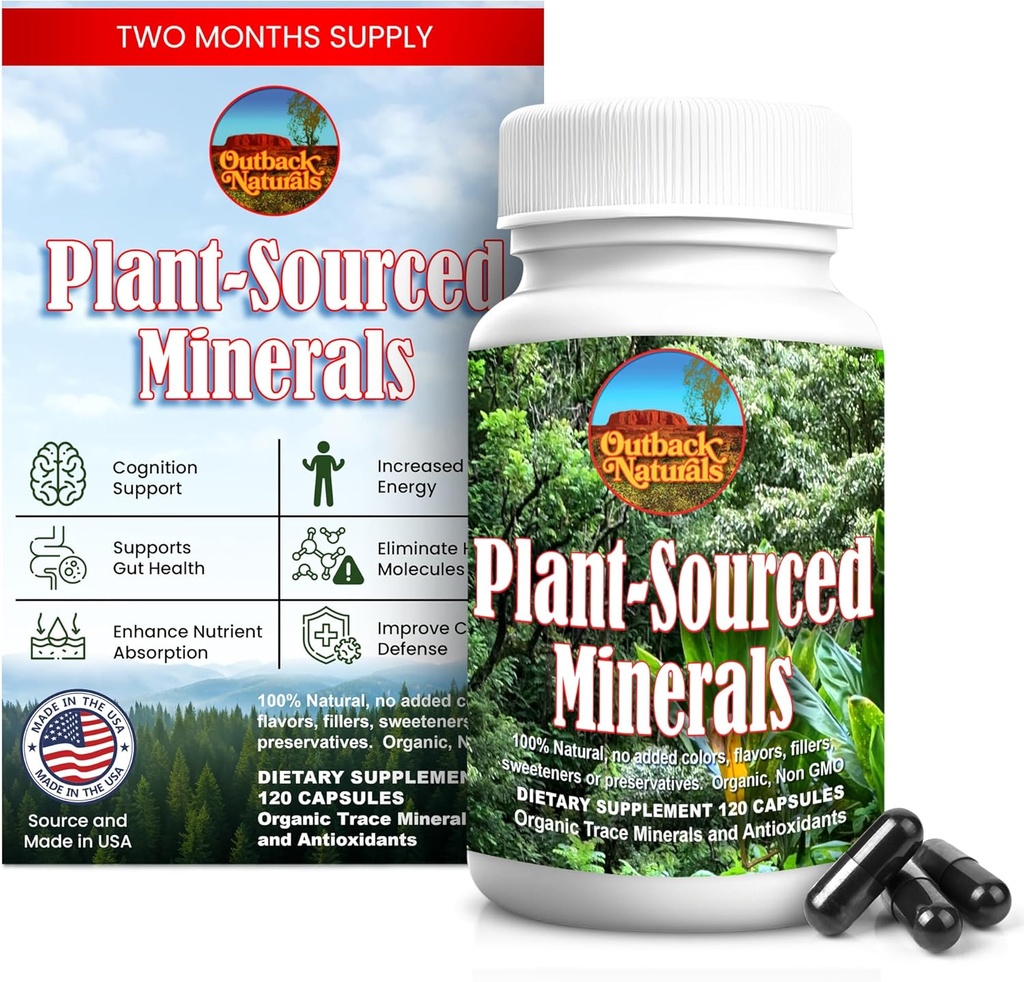 Fulvic Humic Mineral Mix of Plant-Sourced Trace Minerals, Electrolytes, Gut Health, soutien cognitif et immunitaire, formule de vitalité pure pour la force - 120 capsules