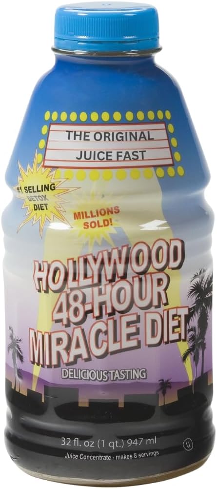 Hollywood diet - 48-Hour Miracle Fruit Juice Cleanse Diet 1-Pack, Detox Cleanse for Weight Loss & Rejuvenation, Food Replacement, Fast Acting Diet, Weight Loss Drink, 32 Fl. Oz.