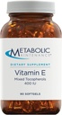 Entretien métabolique Complexe vitamine E (Tocophérols mélangés) 400 UI avec D-Alpha D-Beta D-Gamma + Supplément D-Delpha - Support cardiovasculaire + Antioxydant (90 Capsules)