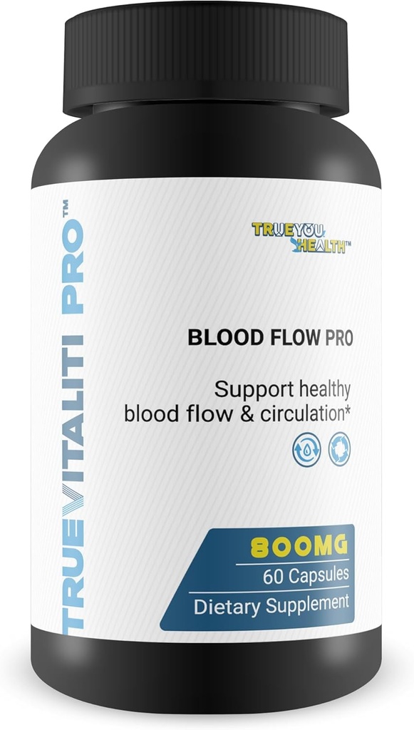True Vitaliti Pro Blood Flow Pro L-Arginine - Notre meilleur supplément de circulation pour la Vitalité véritable flux sanguin masculin et la santé de la circulation - L-Arginine Mens Circulation Supplément - Aidez le flux sanguin