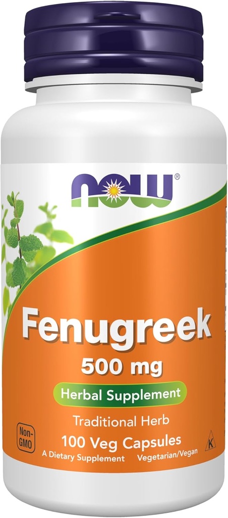 NOW Foods Supplements, Fenugreek (Trigonella foenum-graecum) 500 mg, Herbal Supplement, 100 Veg Capsules
