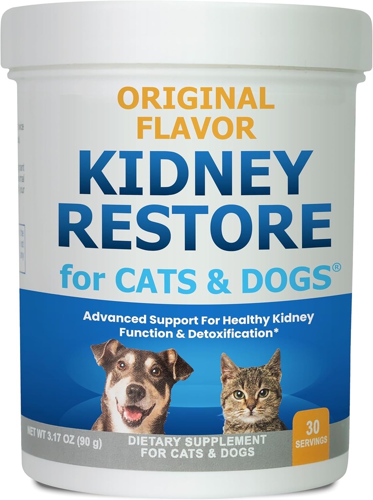 Restaurer le rein pour les chats et les chiens Original Feline & Canine Nettoyage du rein Detox & Supplément de réparation, fonction rénale Soutien naturel au rein pour la santé du rein 90 Gr