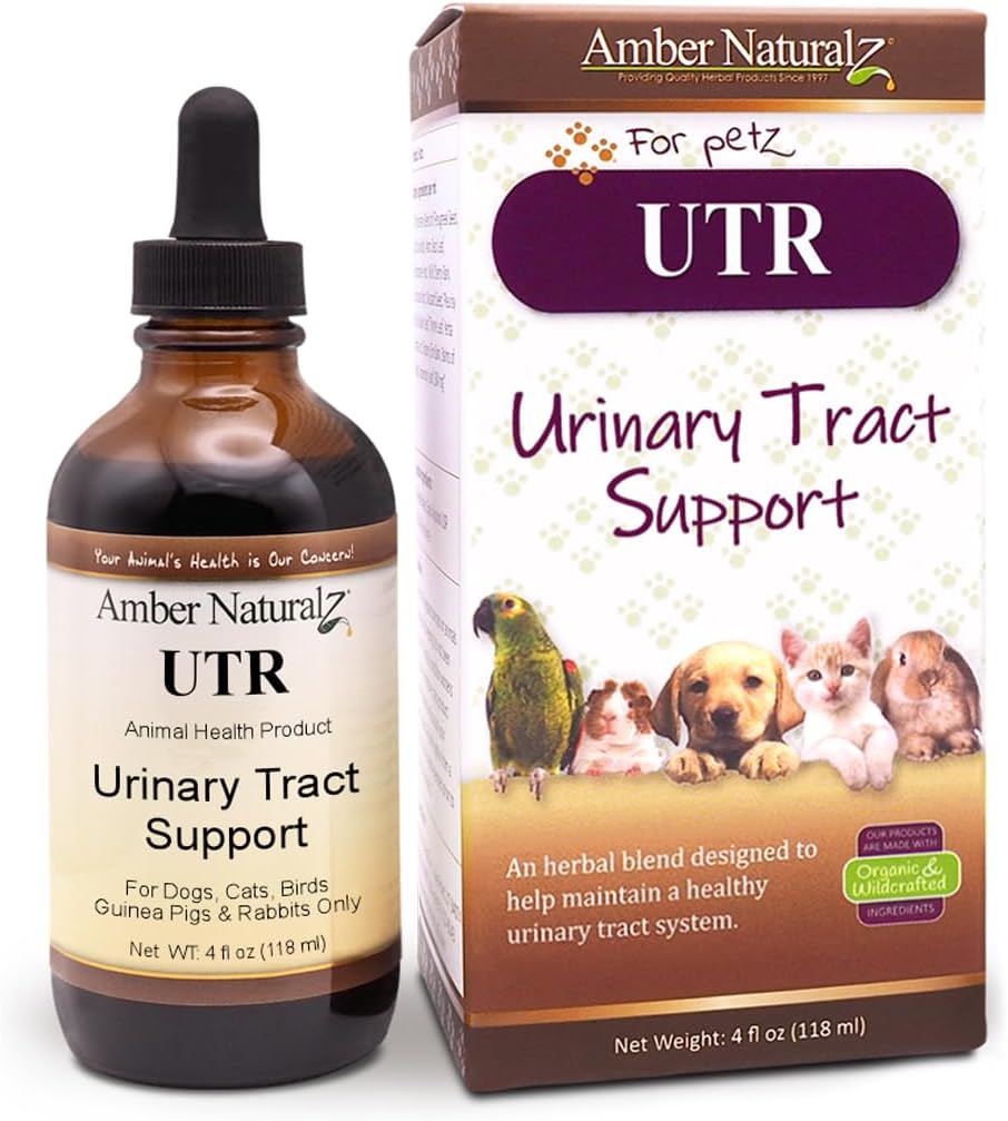 Amber NaturalZ UTR Supplément à base de plantes urinaires pour chiens, chats, oiseaux, cochons de Guinée et lapins