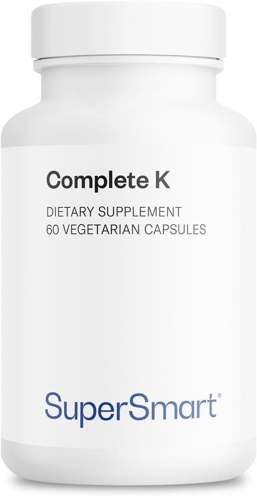 Supersmart - Complet K - avec K1, K2 (MK4 + MK7) - Supplément Vitamine K plein spectre - Sans OGM et sans gluten - 60 capsules végétariennes