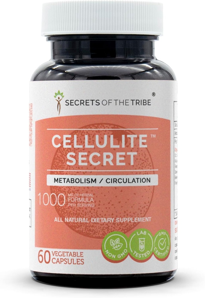 Cellulite Secret 60 Capsules, 1000 mg, Gotu Kola, Alfalfa, Rosemary, Dandelion, Racine de betterave, Fenugreek Métabolisme/Circulation (60 Capsules)