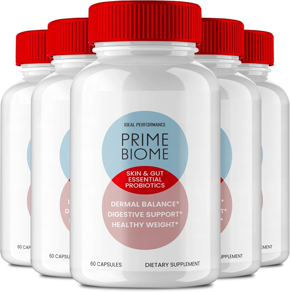 Prime Biome Gut Health Capsules, PrimeBiome Healthy Skin Support Supplément Pills, Prime Biome Advanced Formula - Maximum Strength Toutes les pilules de santé et de bien-être naturels, PrimeBiome Reviews (5 Pack)