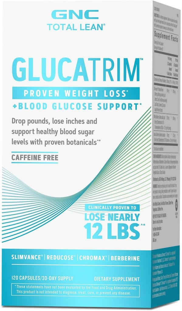 GNC Total Lean GlucaTrim, 120 capsules, sans caféine, 60 portions
