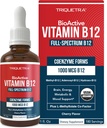 BioActive Vitamine B12 1000 mcg.Contient 3 formes bioactives B12 Plus Cofacteur méthylfolié - Méthyl B12, Adénosyl B12 & Hydroxy B12.Forme sublinguale, Saveur de cerise, biologique, végétalien (180 portions)