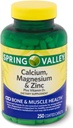 Spring Valley - Calcium Magnésium et zinc, plus vitamine D3, 250 Caplets enduits
