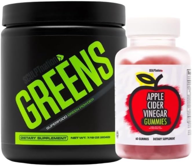 Sculpt Nation by V Shred Greens Unstlavored and Apple Cider Vinegar Gummies Bundle