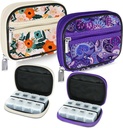 Serfeymi Weekly Pill Organizer Pill Case for Purse with Amovible 7 Day Pill Box, Fashionable Travel Medicine Organizer Pill Container for Medicine, Vitamine, Supplément - Bloom 01 + Purple 01