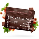 SGC Concentration la plus élevée 100mg Caféine par Gummy, 2 Gummies par paquet, 6-Pack Mocca shots sans sucre fraise à base de plante d'énergie instantanée nootrope avec Ginkgo biloba, Theobromine.