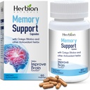 HERBION Naturals Prise en charge de la mémoire Capsules, aide à améliorer la fonction cérébrale et l'esprit absent, maintient des niveaux d'humeur sains avec Ginkgo Biloba, pour les adultes, 60 comtes, pack de 1