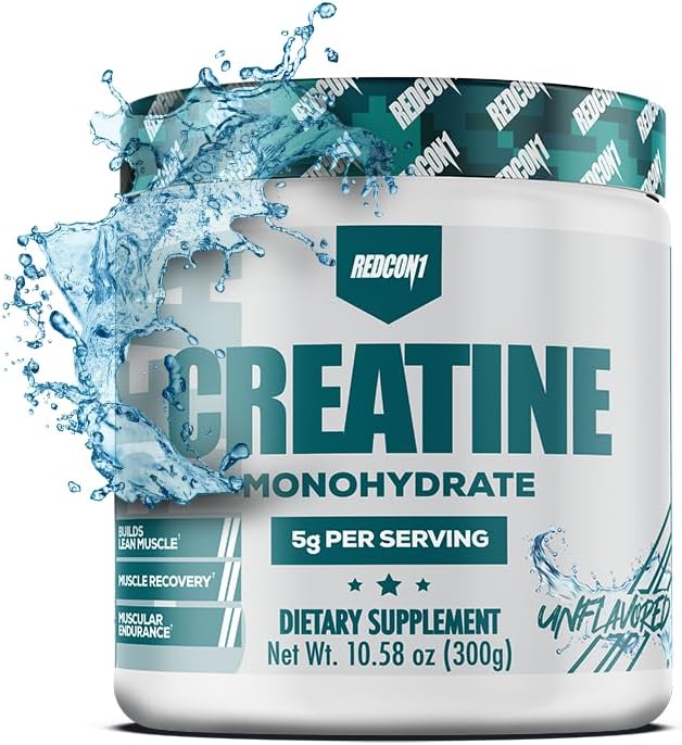 REDCON1 Creatine monohydraté - Keto Friendly + Vegan Pre & Post Workout Supplément - Creatine poudre pour soutenir la récupération et la performance athlétique (60 portions)
