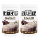 NaturesPlus SPIRU-TEIN, Chocolat - 1,05 lb, boîte de 2 - Secouer les protéines à base végétale - Non-OGM, Végétarien, Sans gluten - 34 portions totales
