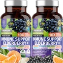 2 Pack N1N Premium 10 en 1 Immune Supplément de soutien [10 Potent Ingredients] avec Elderberry, Vitamine C, Zinc, Echinacea, Curcumine curcuma, Ail et Probiotiques pour Adultes, 120 Vég.