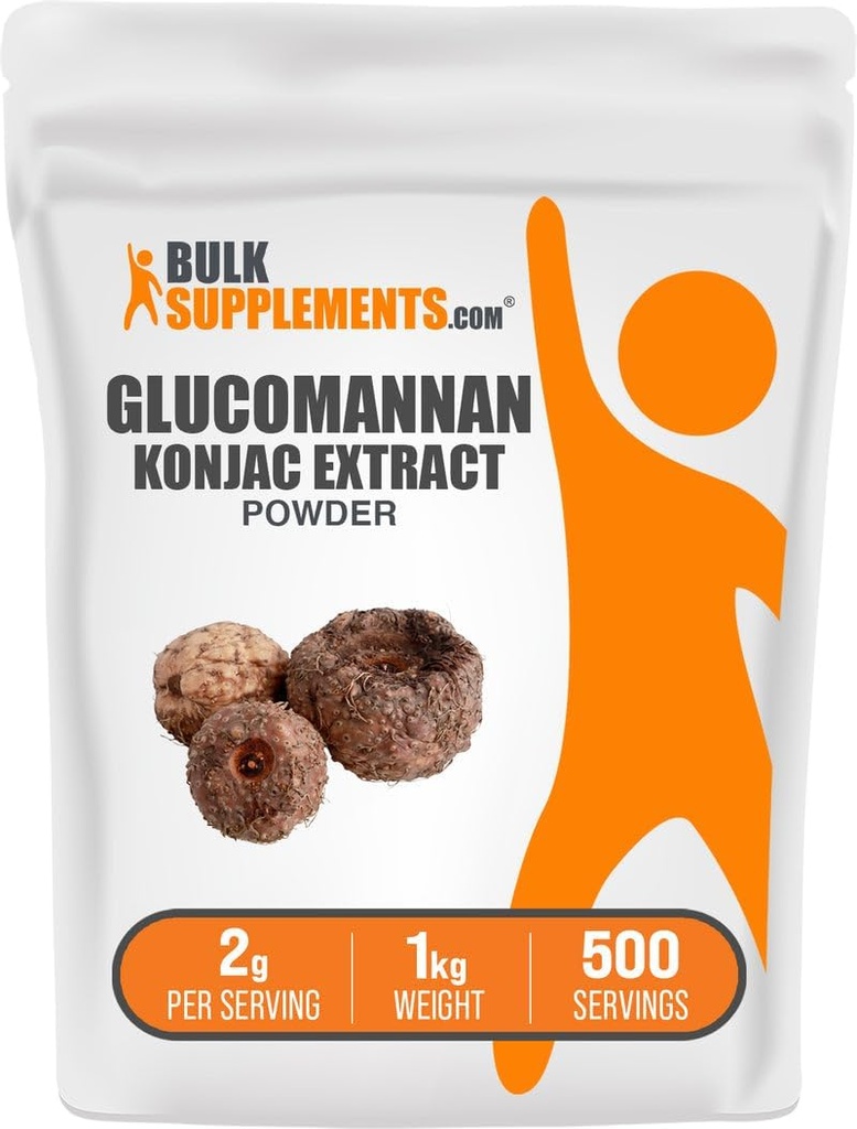 BulkSupplements.com Glucomannan Powder - from Konjac Root Extract Powder, Glucomannan Supplements - Gluten Free, 2g per Serving, 1kg (2.2 lbs) (Pack of 1)
