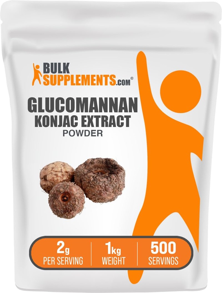 BulkSupplements.com Poudre de glucomannane - de la poudre d'extrait de racine de Konjac, suppléments de glucomannane - sans gluten, 2g par portion, 1kg (2,2 lbs) (paquet de 1)