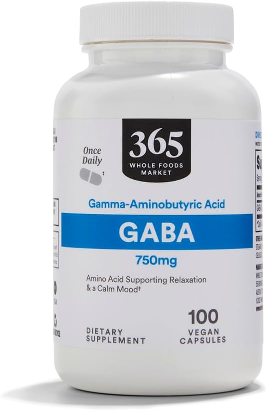 365 par Marché des aliments entiers, GABA 750Mg, 100 Capsules végétariennes