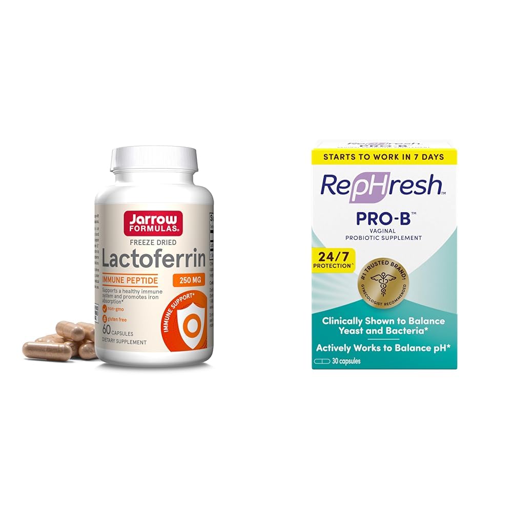 Jarrow Formulas Lactoferrin 250 mg - Immune-Supporting Glycoprotein & RepHresh Pro-B Probiotic Supplement for Women, 30 Oral Capsules