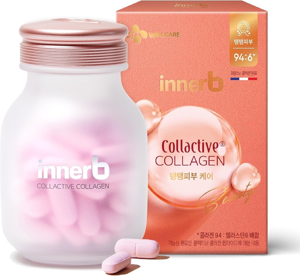 CJwellcare Innerb Glow Capsule Collagen (28 portions, 4 semaines) - Elasticité de la peau ferme, supplément de soins de la peau coréen Premium. Élastine, vitamine C.