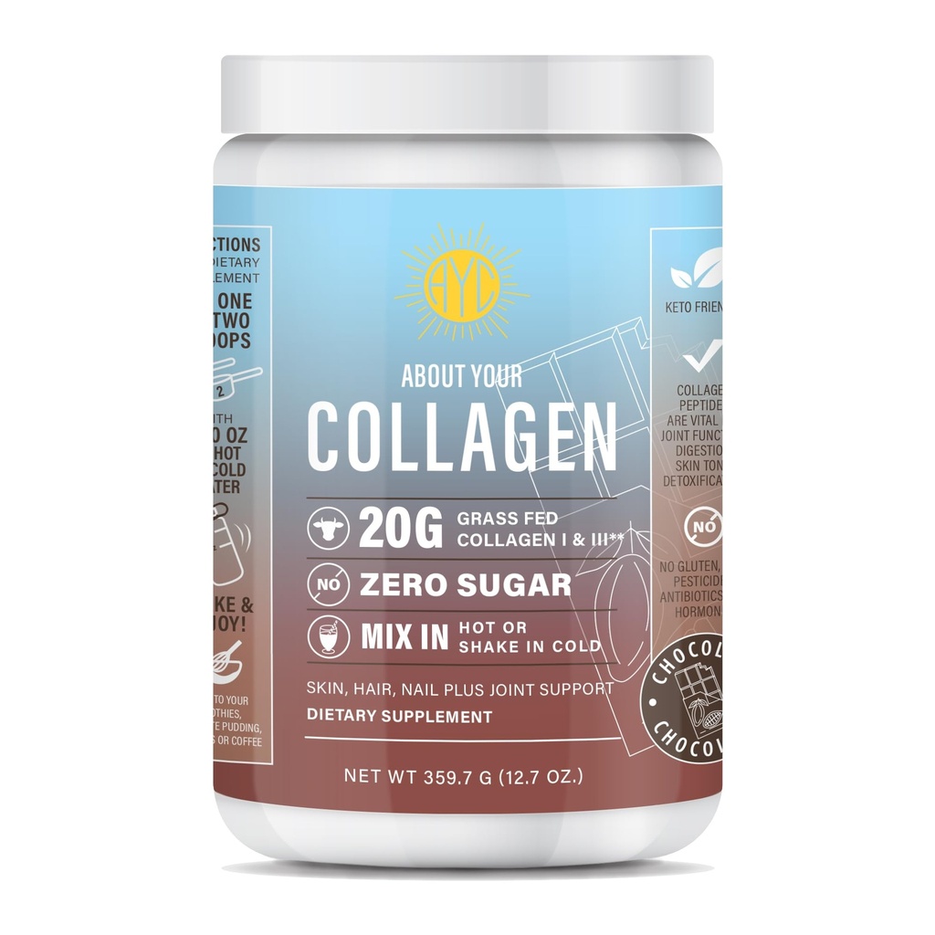 Chocolate Peptides Powder, Grass Fed Hydrolyzed Type 1&3 Collagen, Promotes Hair, Skin and Nails (30 Servings) (Chocolate)