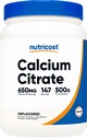 Poudre de citrate de calcium (500 grammes) (non aromatisée) - Citrate de calcium pur, sans remplissage, sans gluten (1,1 lb)