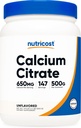 Poudre de citrate de calcium (500 grammes) (non aromatisée) - Citrate de calcium pur, sans remplissage, sans gluten (1,1 lb)