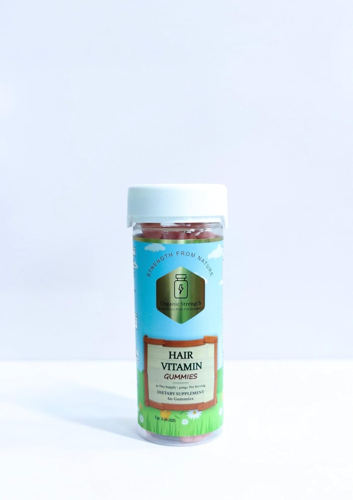 Gommies de vitamines capillaires: 5000 mg de biotine, VIT A 630 mcg, Folate 400+ mcg (60 Nombre)